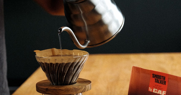 Pour over brewing in progress, coffee technique and method